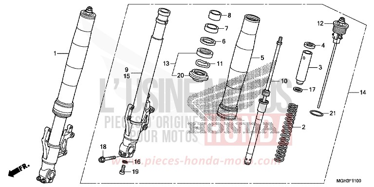 FRONT FORK for VFR1200X Dual Clutch CANDY PROMINENCE RED (R342) from 2012
